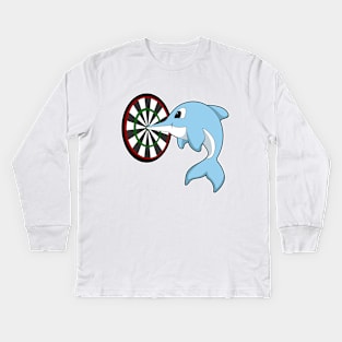 Dolphin at Darts with Dartboard Kids Long Sleeve T-Shirt